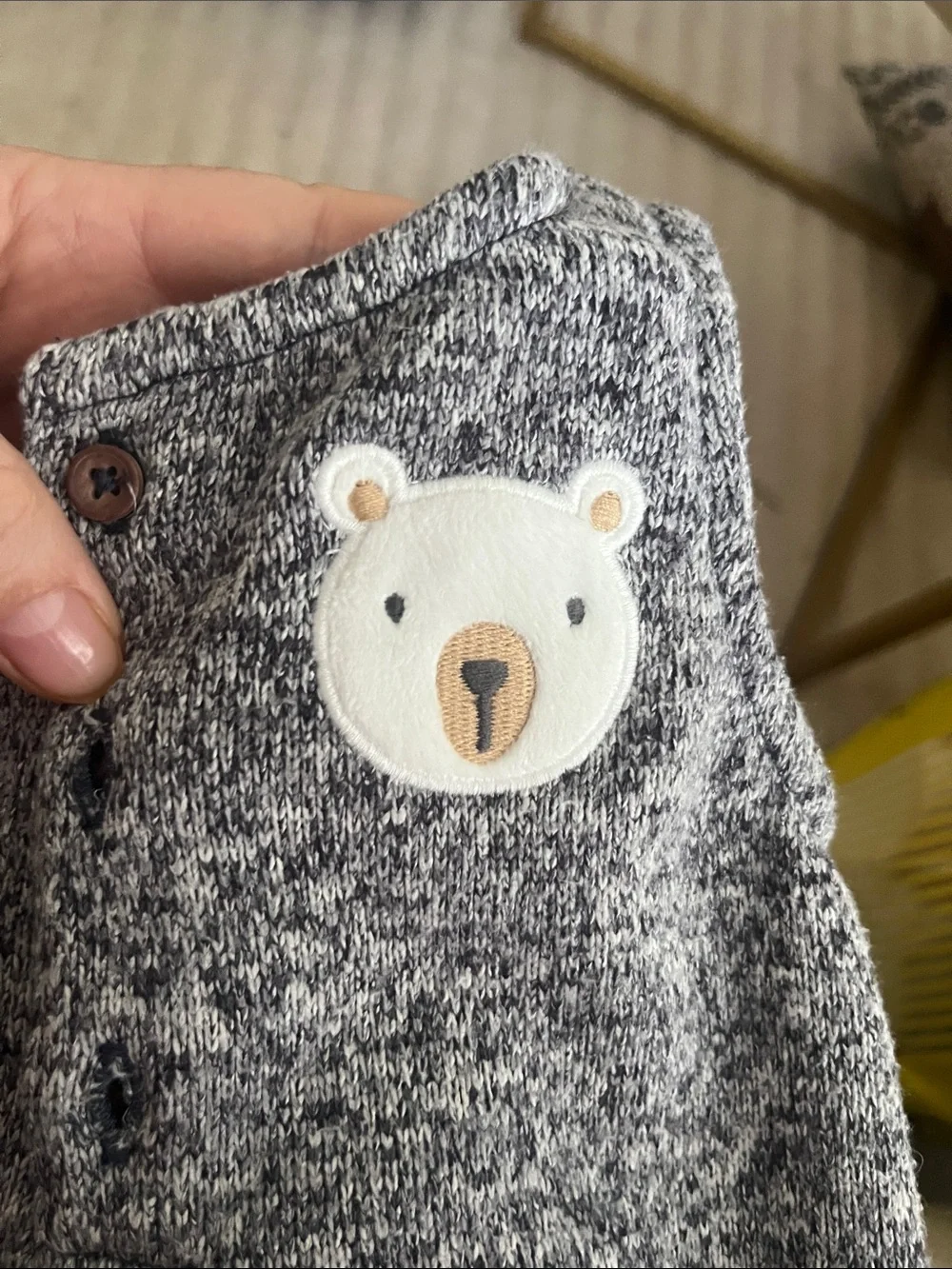 Carter's Gray Knit Sleeveless Bear Romper